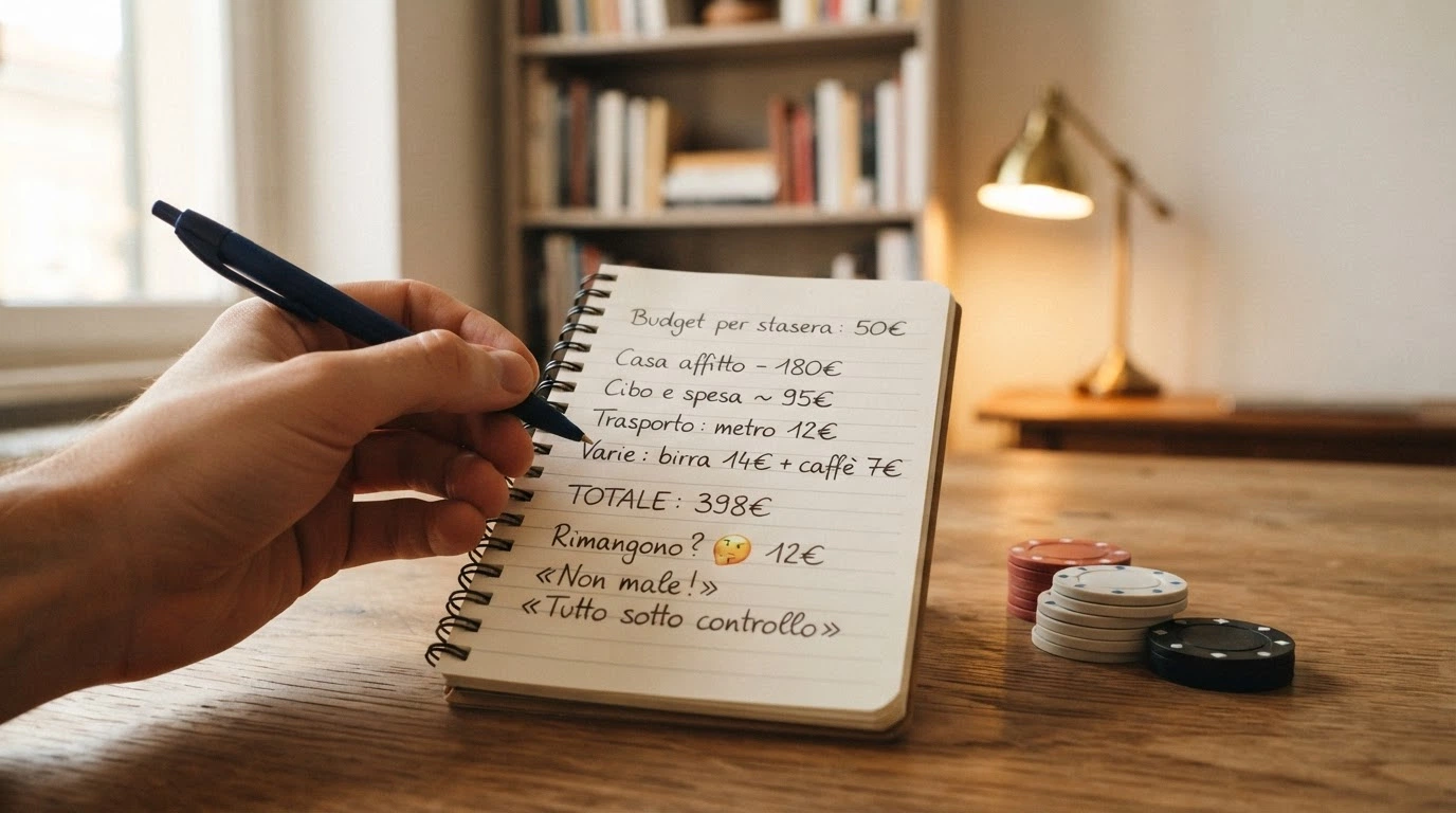 Una calcolatrice stilizzata accanto a una pila di fiches, con una freccia che riduce visivamente la pila mentre attraversa le diciture «40x» e «48h»