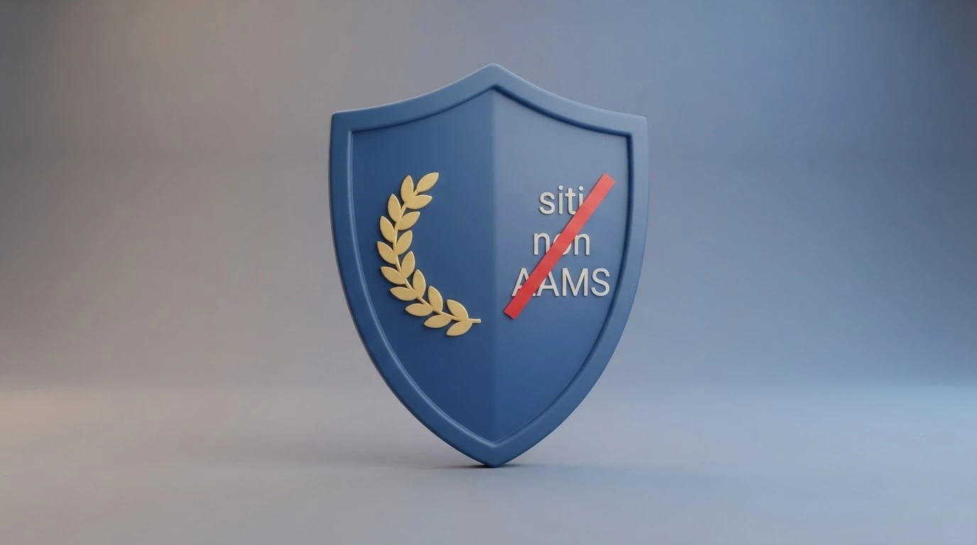 Il logo ADM accanto alla dicitura «siti non AAMS» barrata, a illustrare la differenza tra mercato legale e offerta senza concessione