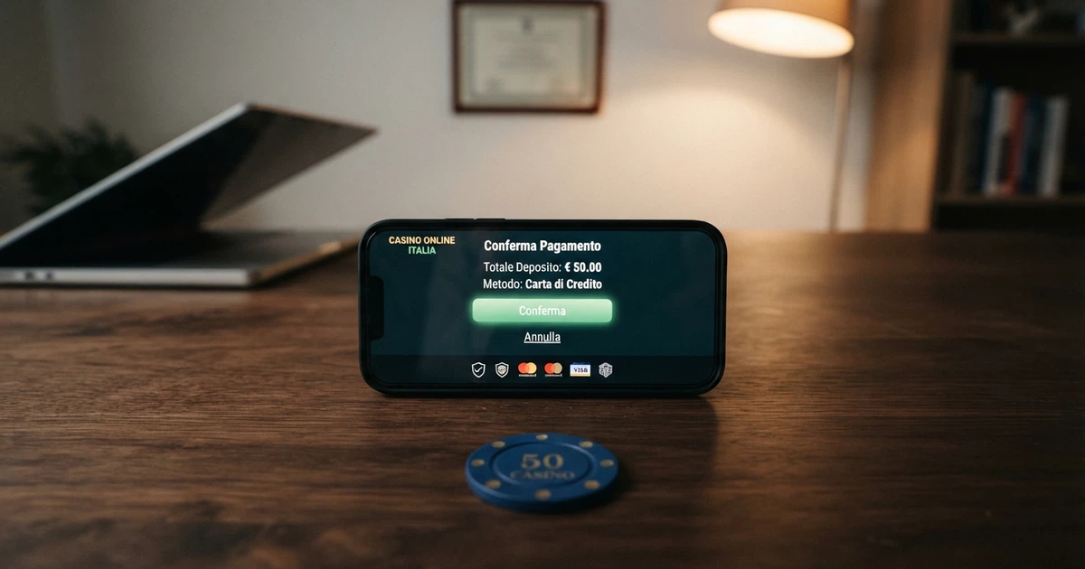 La schermata di cassa di un casinò online con il logo Klarna tra i metodi di pagamento disponibili, accanto a carte di credito e bonifico bancario