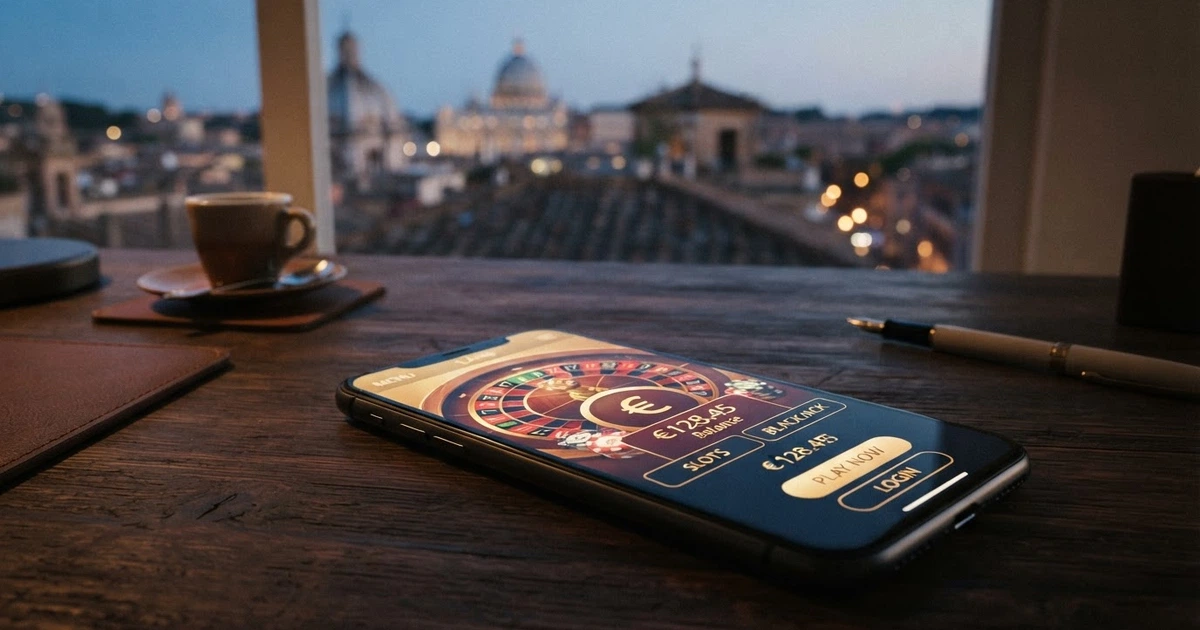 L'app Revolut con il logo Visa su sfondo di un'interfaccia di casinò online