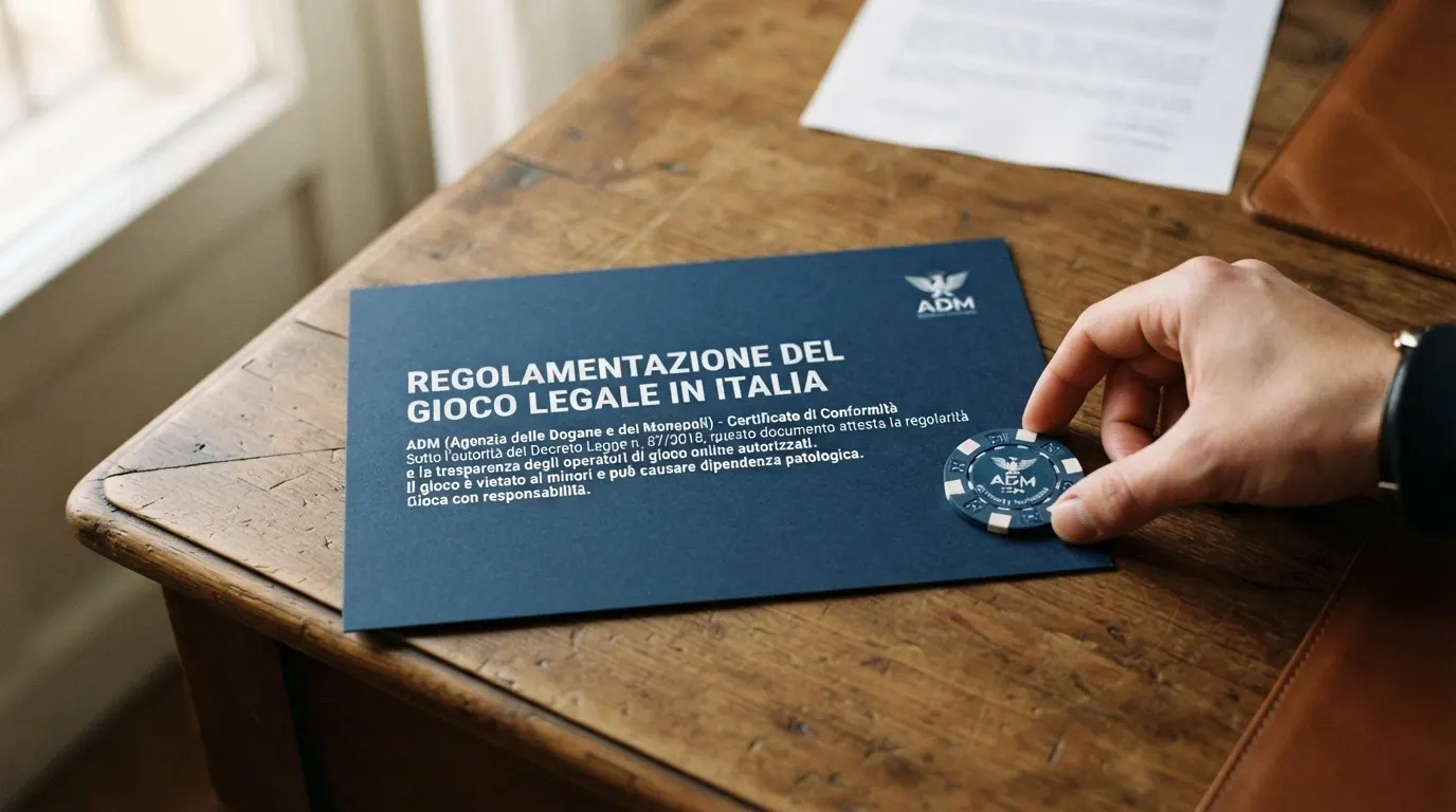 Il logo ufficiale ADM accanto alla dicitura «concessionario autorizzato» su uno sfondo che evoca un ambiente di gioco