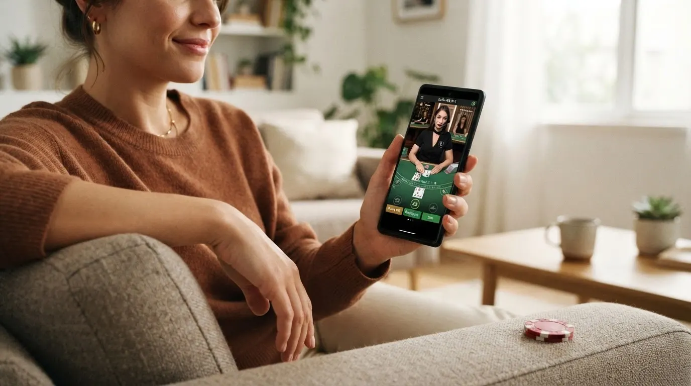 Tavolo di roulette dal vivo in streaming sullo schermo di uno smartphone Android con l'interfaccia delle puntate