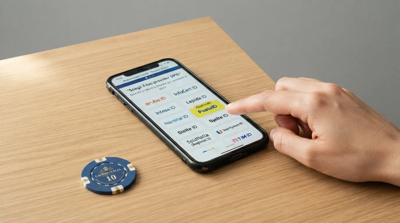 La schermata di selezione degli identity provider SPID durante la registrazione a un casinò online italiano