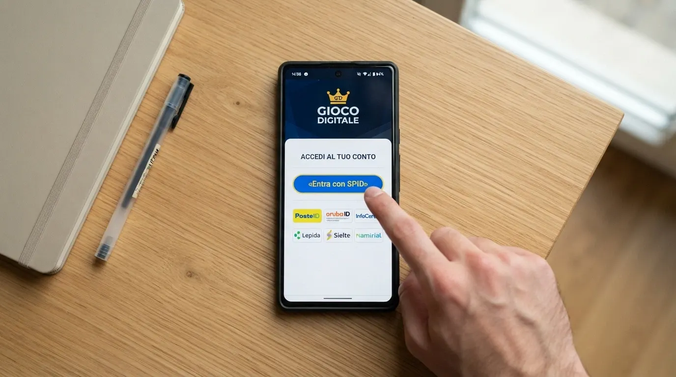 L'interfaccia di accesso a un casinò online con il pulsante «Entra con SPID» affiancato ai loghi dei provider di identità digitale accreditati in Italia