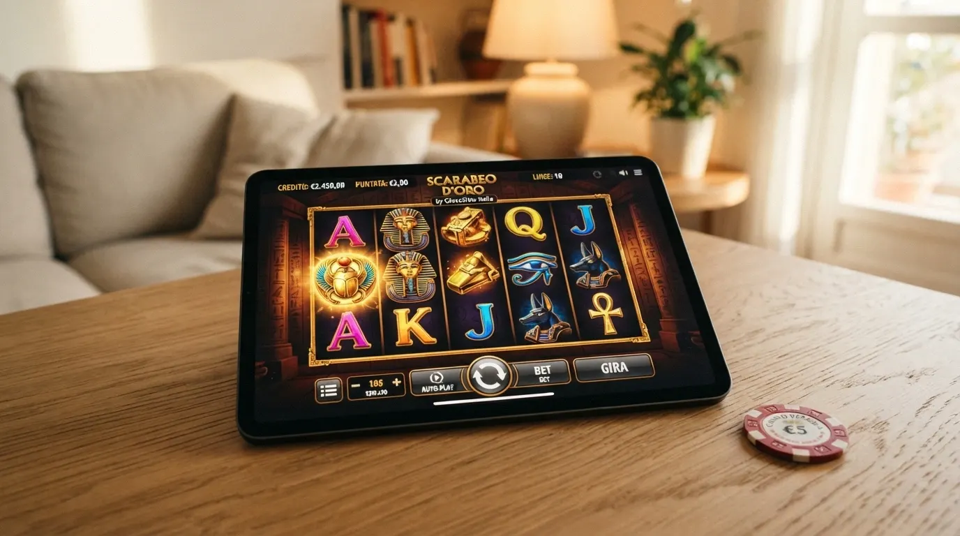 La slot machine Book of Ra Deluxe con i rulli, il simbolo del libro dorato e la maschera della puntata