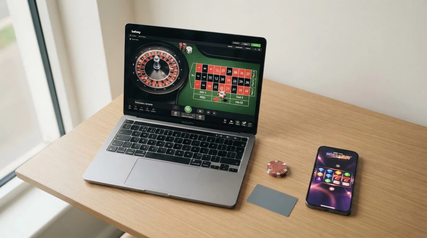 Una roulette digitale su schermo di computer con una puntata da 10 centesimi evidenziata, affiancata dal dettaglio della slot Starburst in modalità demo