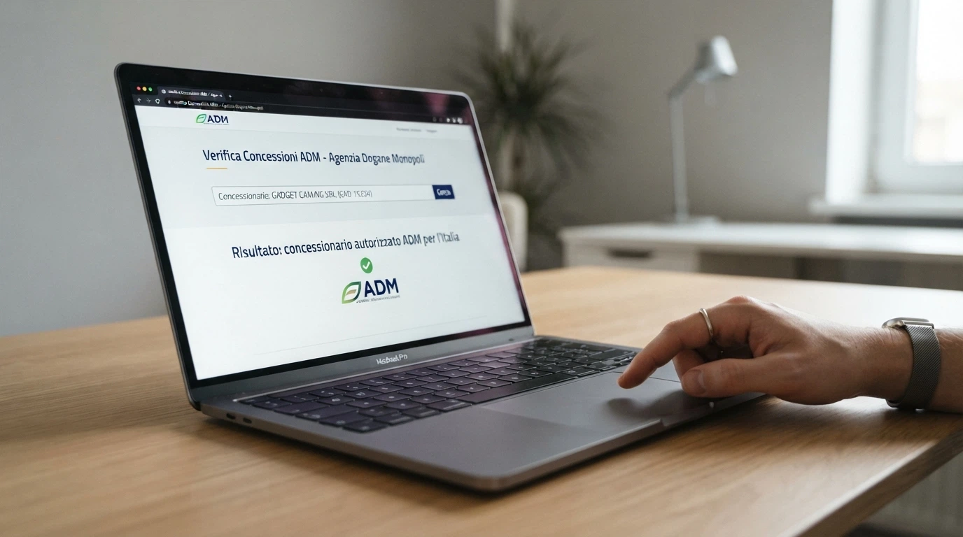 Il logo ufficiale dell'Agenzia delle Dogane e dei Monopoli accanto alla dicitura «concessionario autorizzato» su un'interfaccia di ricerca