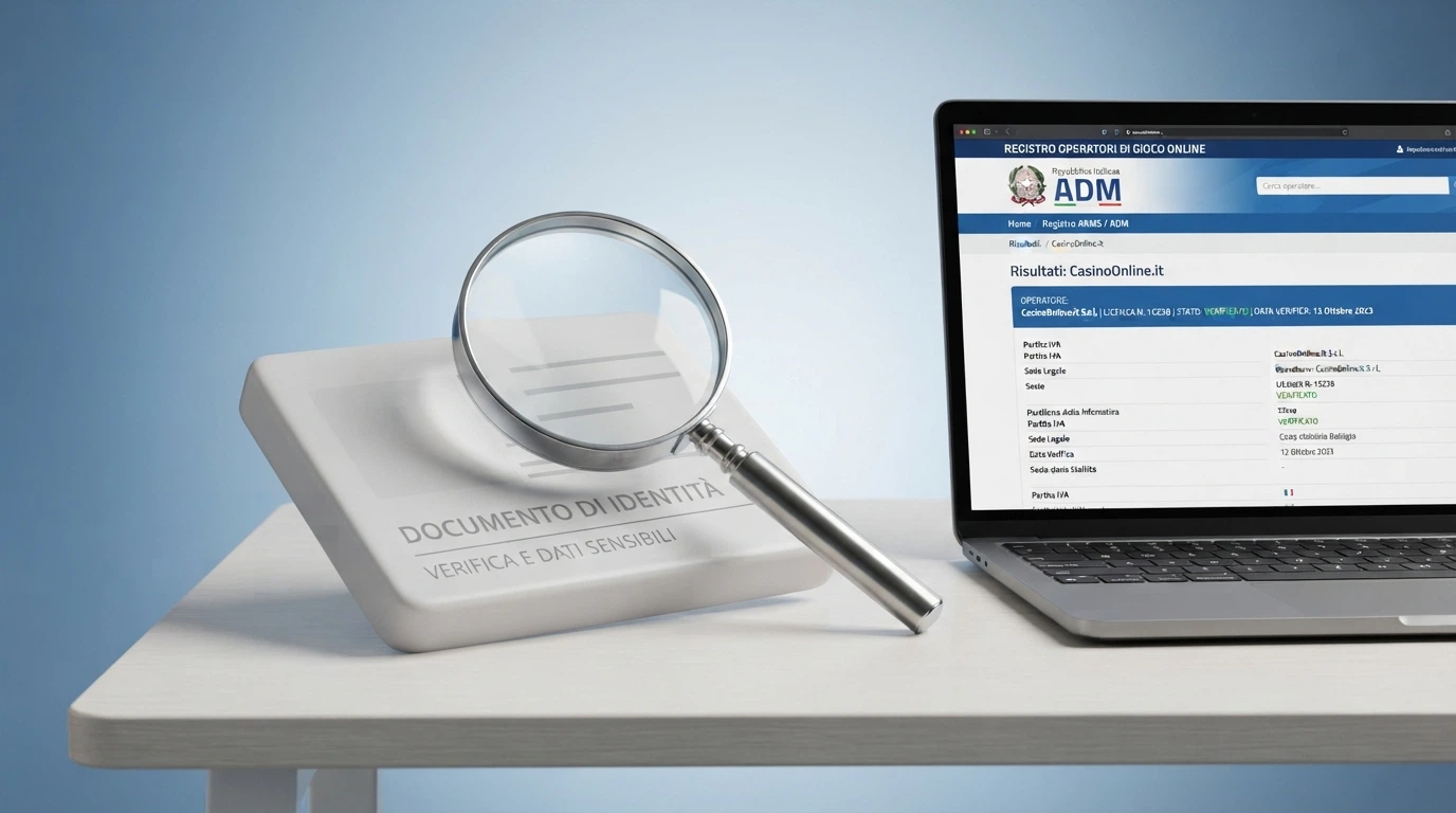 Una videata del registro ADM ufficiale o della pagina di un concessionario con il numero di concessione e il logo ADM in evidenza.